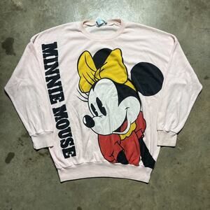 Vintage 80s Disney Minnie Mouse Pink Graphic Sweatshirt